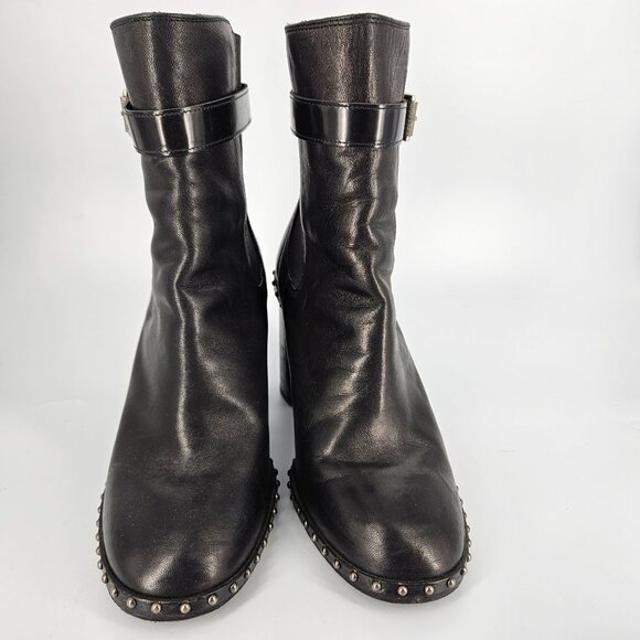 Rag Bone Ankle Booty Boots Women 36.5 US 6.5 Black Leather Stud Stretch Heel - Picture 7 of 12